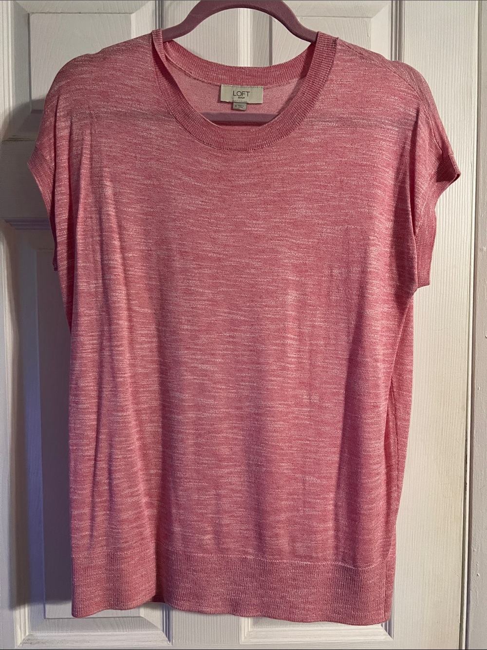 LOFT Women's Pink Short Sleeve Lightweight Knit Top